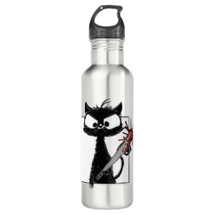 Black Cat Baseball Horror Halloween 710 Ml Water Bottle