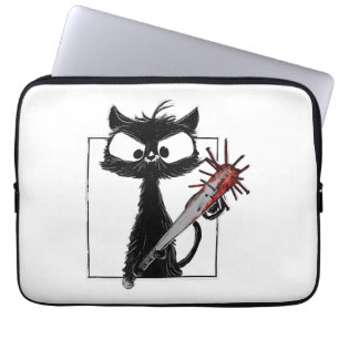 Black Cat Baseball Horror Halloween Laptop Sleeve
