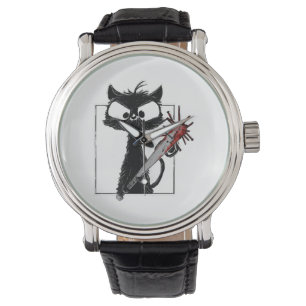 Black Cat Baseball Horror Halloween Watch