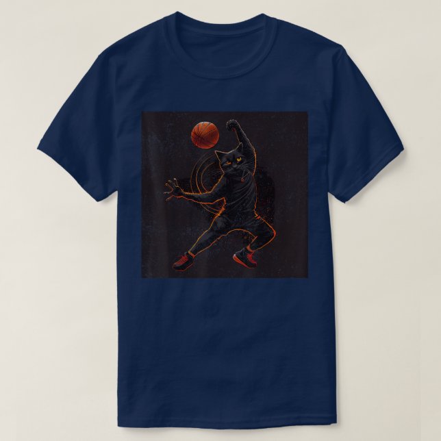 Black Cat Basketball Dabbing Dance  T-Shirt (Design Front)