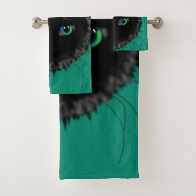Black Cat Bath Towels - Choose Colours (Insitu)