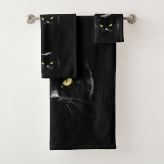 Black Cat Bathroom Towel Set