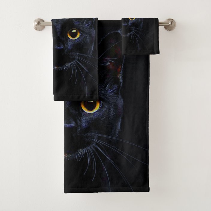 Black Cat Bathroom Towel Set Zazzle.co.uk