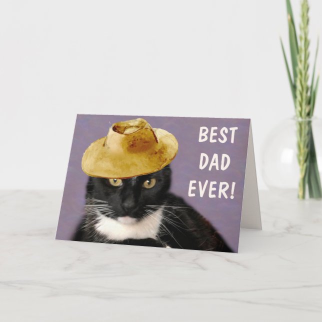 Black Cat Best Dad Ever Father's Day Card (Front)