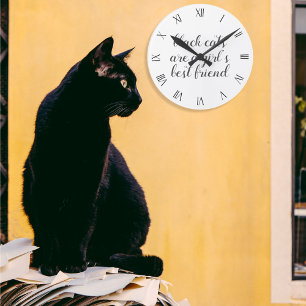 Black Cat Best Friend Custom Quote Wall Clock
