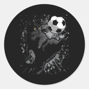 Black Cat Bicycle Kick - Soccer Fans Women Men Classic Round Sticker