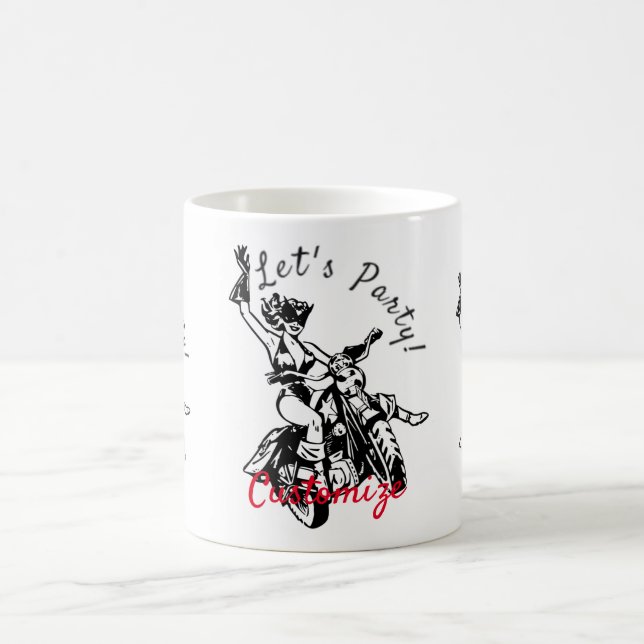 Black Cat Biker Babe Thunder_Cove Coffee Mug (Center)