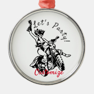 Black Cat Biker Babe Thunder_Cove Metal Tree Decoration