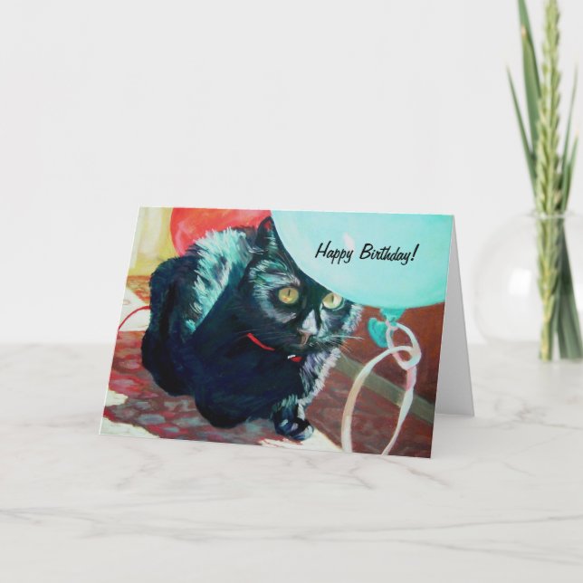 Black Cat Birthday Card (Front)