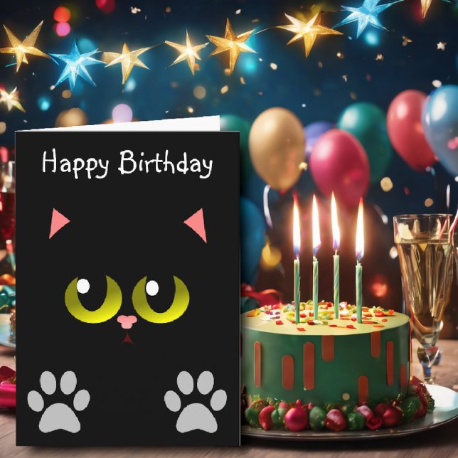 Black Cat Birthday  Card (Creator Uploaded)