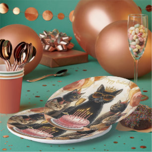 Black Cat Birthday Party Paper Plate