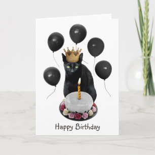 Black Cat Black Balloons Birthday Card