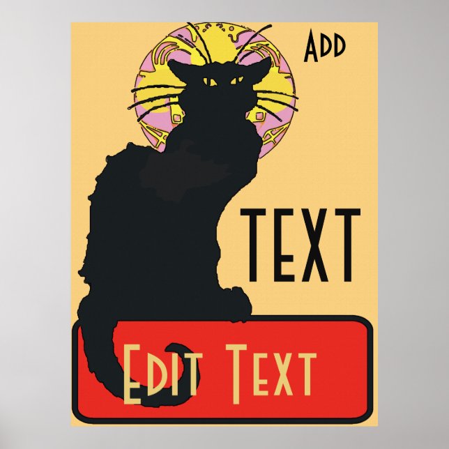 Black Cat,  Blank, edit text Poster (Front)