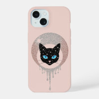 Black Cat Blue Eyes Minimal Gothic Portrait