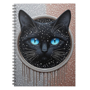 Black Cat Blue Eyes Modern Gothic Portrait Notebook