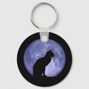 Black Cat Blue Moon Keychain