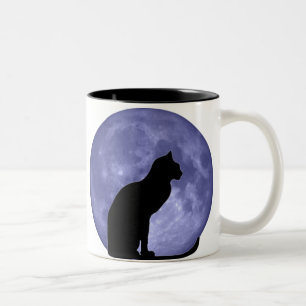Black Cat, Blue Moon Two-Tone Coffee Mug