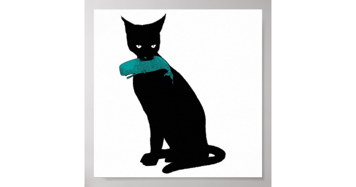 Black Cat, Blue Whale Poster 