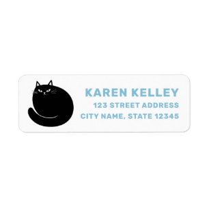 Black cat blue white return address