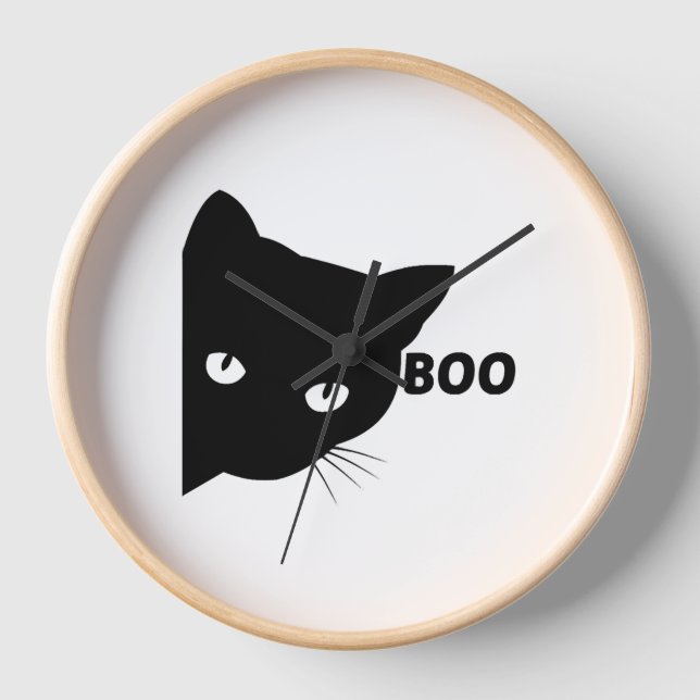 Black cat boo Halloween gift cats Clock (Front)