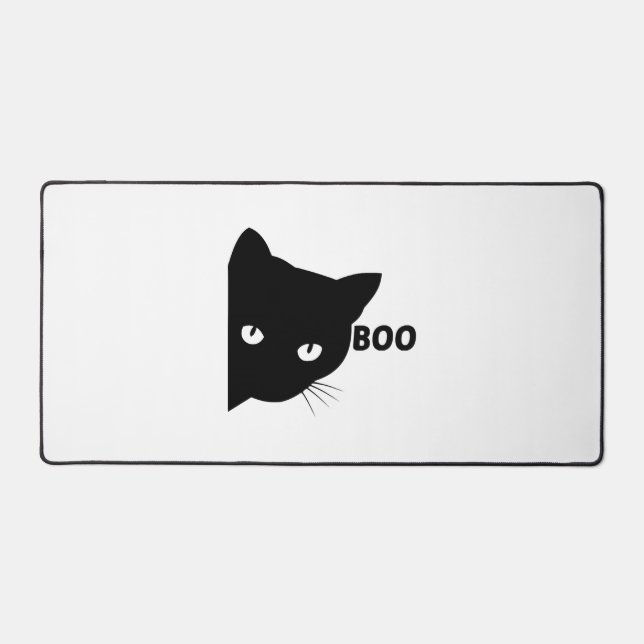 Black cat boo Halloween gift cats Desk Mat (Front)