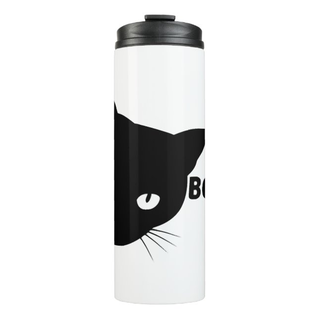 Black cat boo Halloween gift cats Thermal Tumbler (Front)