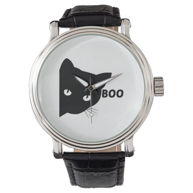 Black cat boo Halloween gift cats Watch (Front)