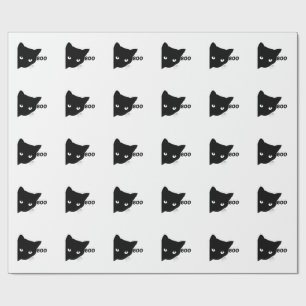 Black cat boo Halloween gift cats Wrapping Paper