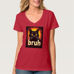 Black Cat Bruh Meme – Funny Cat T-Shirt