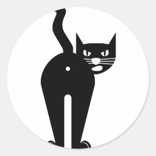 Black Cat butt hole Classic Round Sticker