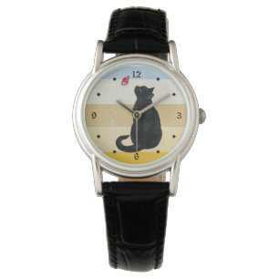 Black Cat Butterfly Retro Sunset Watch
