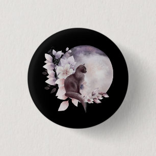 Black Cat by a Magical Full Moon 3 Cm Round Badge