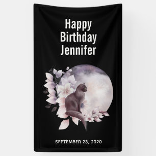 Black Cat by a Magical Full Moon Banner