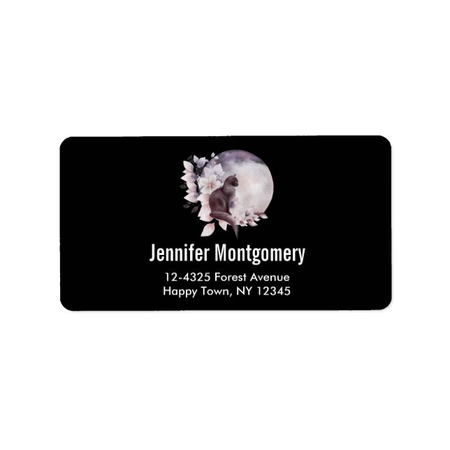 Black Cat by a Magical Full Moon Label (Front)