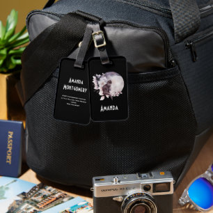 Black Cat by a Magical Full Moon Luggage Tag