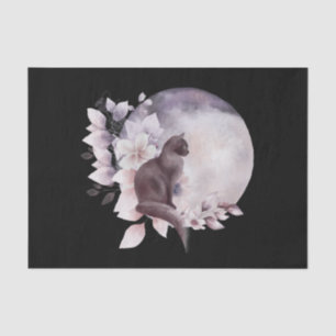 Black Cat by a Magical Full Moon Tissue Paper