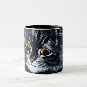 Black Cat by Louis Wain Two-Tone Coffee Mug