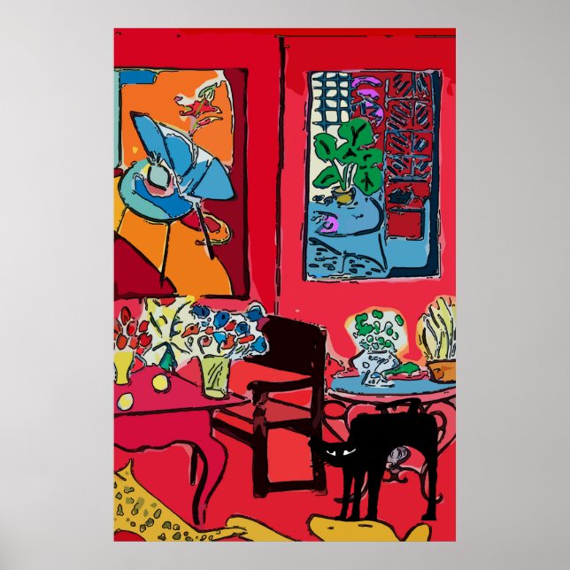 Black Cat by Table Poster (Front)