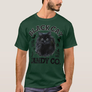Black Cat Candy Corn Candy Co Funny Halloween  T-Shirt