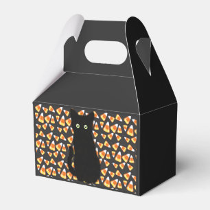 Black cat, Candy corn pattern, Halloween fun Favour Box