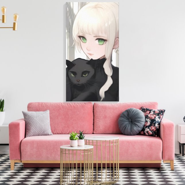 Black Cat Canvas Print (Insitu(LivingRoom))