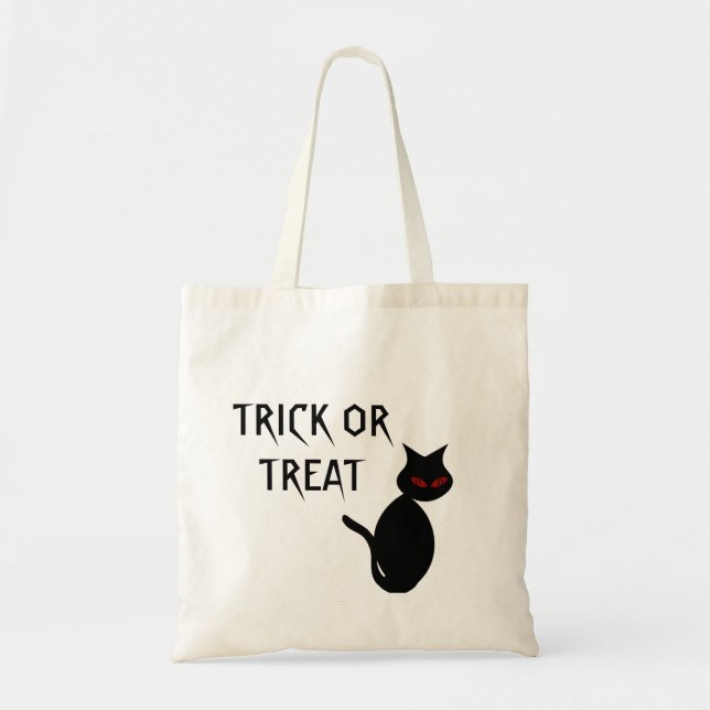 Black Cat Canvas Trick or Treat Bag (Front)