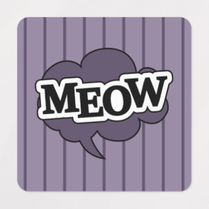 Black cat cartoon silhouette says meow pop art