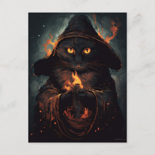 Black Cat Casts a Spell Postcard