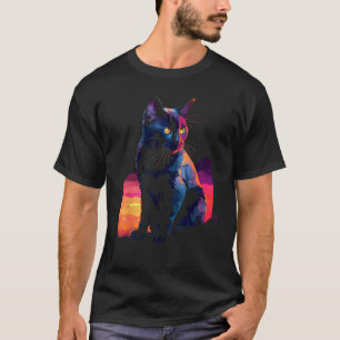 Black cat cat cat polygon cats T-Shirt