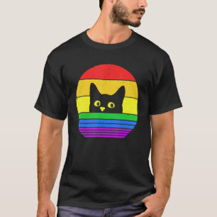 Black Cat Cat Kitty cat LGBTQ Pride LGBT Flag Gay T-Shirt