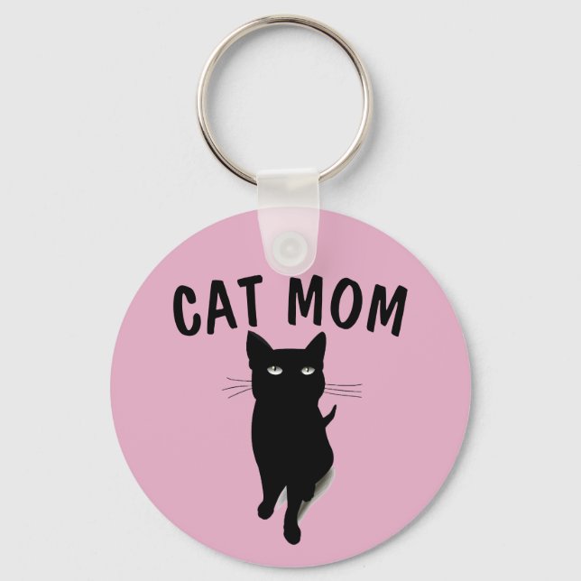 BLACK CAT " CAT MOM" KEYCHAIN (Front)