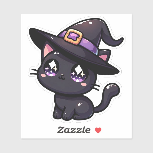 Black Cat Caught by Witchy Hat (Sheet)