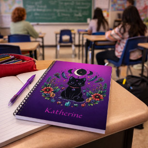 Black Cat Celestial Mystical Notebook