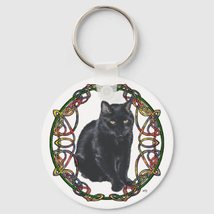 Black Cat Celtic Knotwork Key Ring